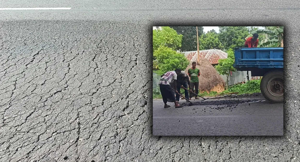 ২১ কোটি টাকার পঞ্চগড়-বোদা মহাসড়ক সংস্কারের ছয় মাসের মধ্যেই কার্পেটিং উঠে ঝুঁকি তৈরি হয়েছে