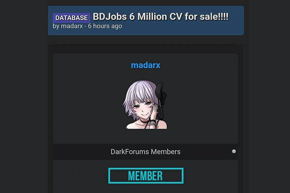 Hacker group offers 6 million Bangladeshi resumes for sale on dark web
