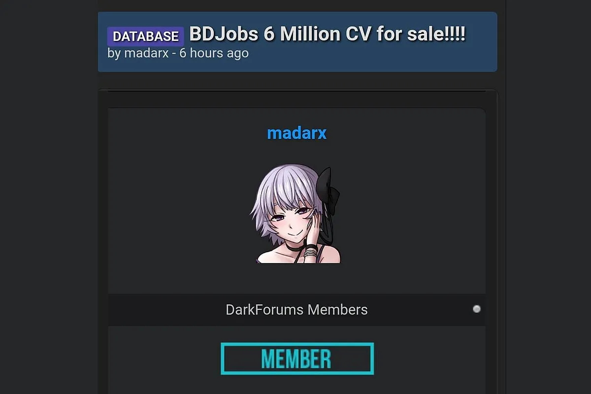 Hacker Group Claims Data Breach of 6 Million BDJobs User Profiles on Dark Web