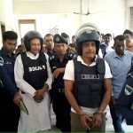 হাসানুল হক ইনু ও সেলিম আলতাফ জর্জ কুষ্টিয়ার আদালতে হাজির, হাতকড়া পরিহিত অবস্থায় পুলিশের পাহারায়।