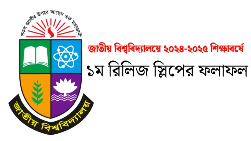 জাতীয় বিশ্ববিদ্যালয়ের ২০২৪-২৫ শিক্ষাবর্ষে ১ম রিলিজ স্লিপের মেধা তালিকা ১৫ সেপ্টেম্বর প্রকাশ