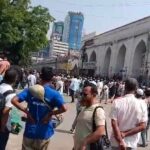 Clashes between traders and hawkers on the pavement of south gate of Baitul Mukarram, some injured