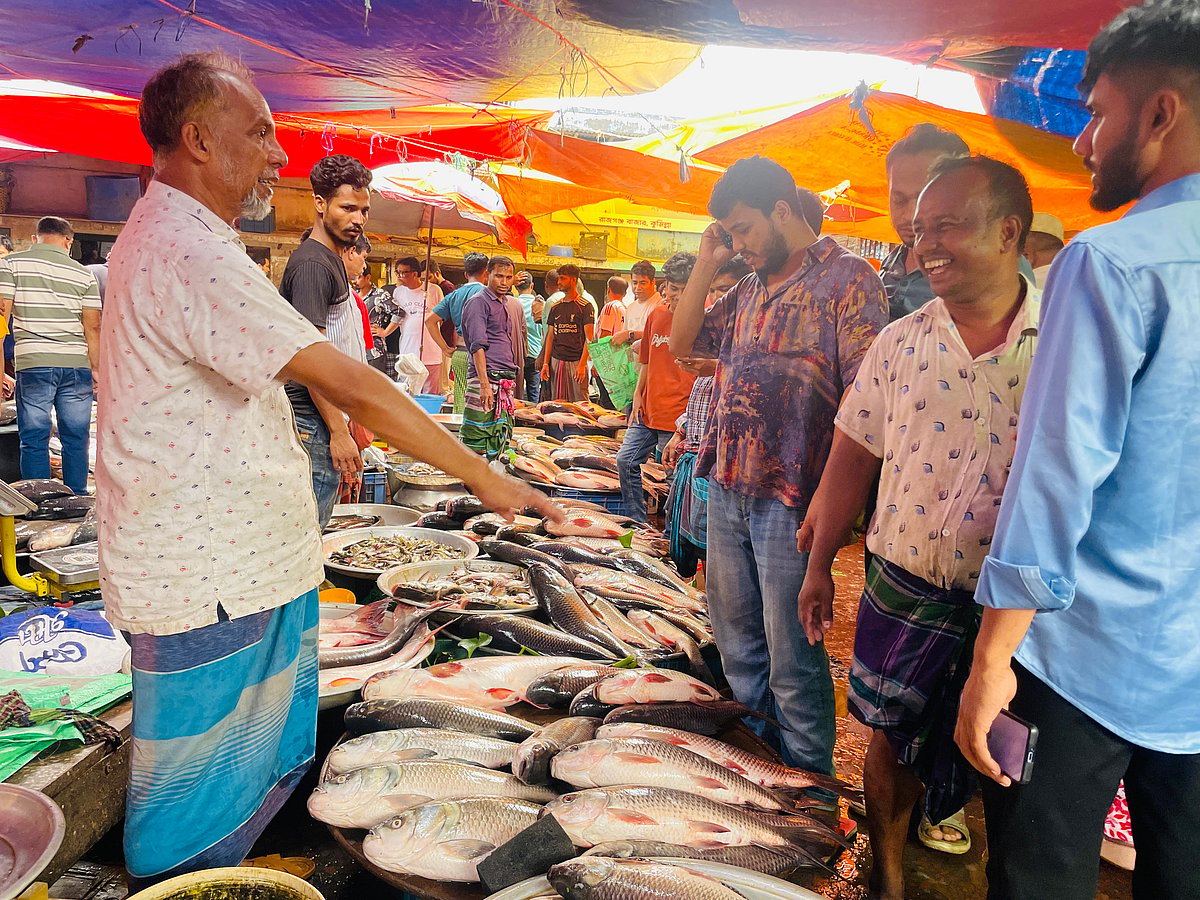 Centenary Katla fish fair is sitting in Comilla, crowd of buyers and sellers