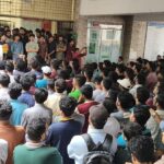 Students’ program to stop the activities of student politics in Ruet, Chhatra Dal-supporters stand next to it