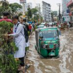 In Chittagong, due to light rain, there is water at Pramwarta intersection, pedestrians are suffering