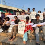 Demonstration rally in DU over symbolic bodies of children