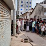 A dish trader was hacked to death in his own establishment in Narayanganj, and a bloody dagger was recovered