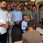 Prime Minister Tariq Rahman at the residence of the child killed in Pallabi