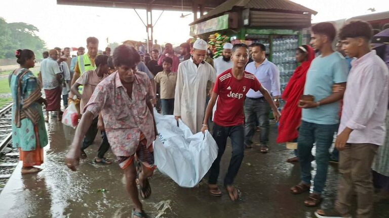 A person on the roof of a train died after being struck by lightning in Narsingdi