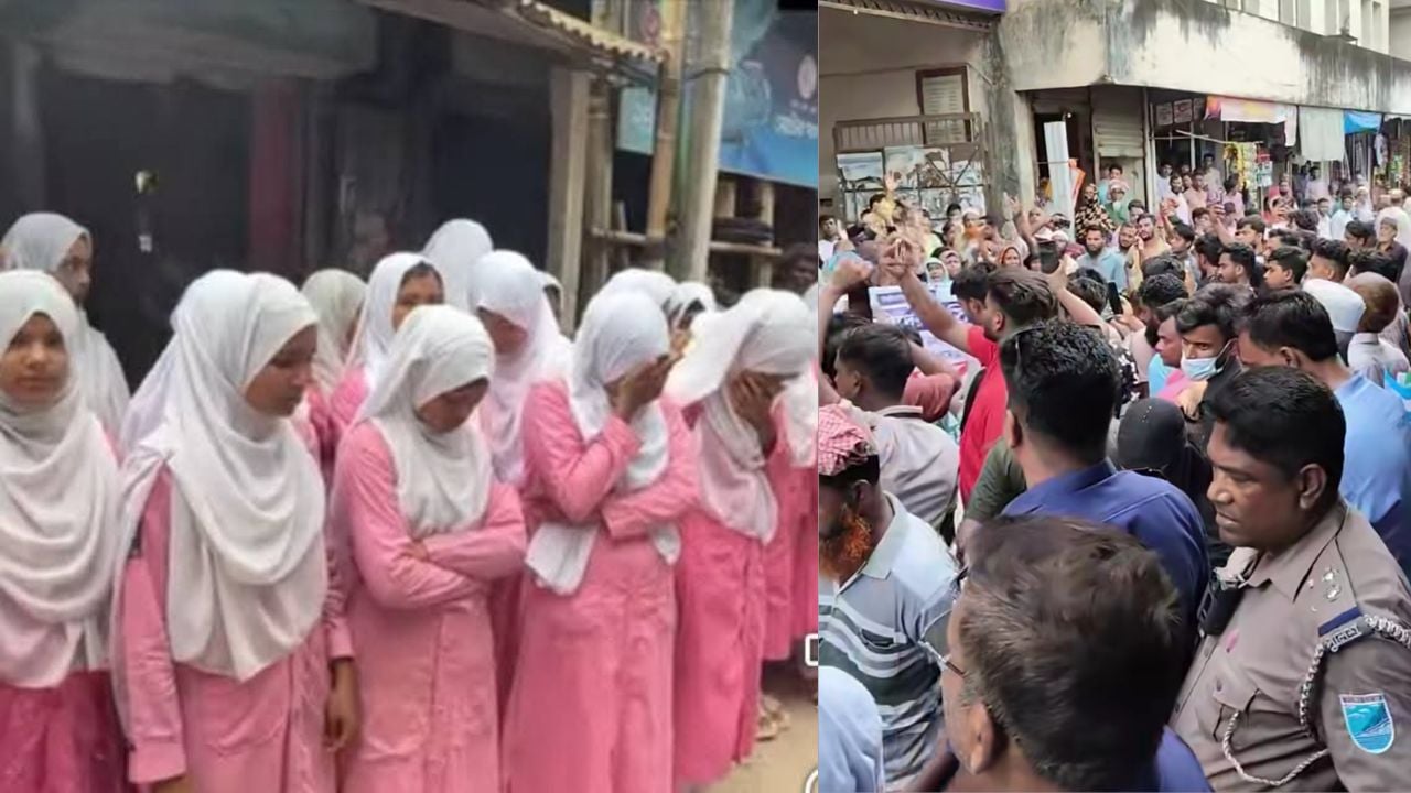 সিংগাইরে স্কুলছাত্রী মারিয়া মাহি হত্যাকাণ্ডে জড়িতদের গ্রেপ্তারের দাবিতে মানববন্ধন