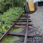 Sand-laden truck overturns on tracks, halting rail links in Kurigram