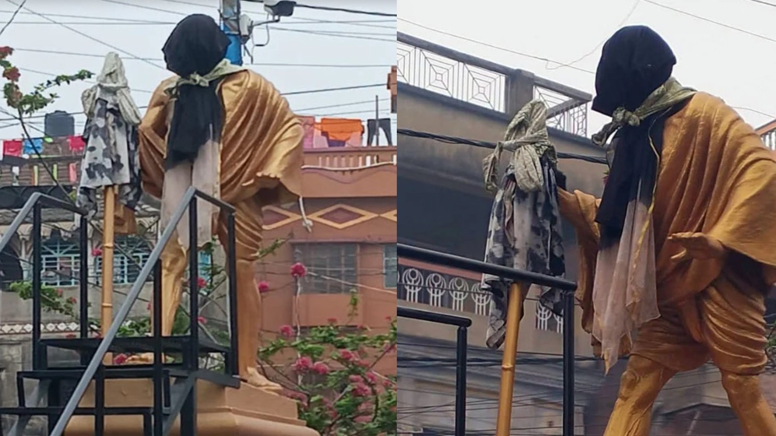কাটোয়ায় মহাত্মা গান্ধীর মূর্তি অবমাননা ঘিরে তীব্র উত্তেজনা তদন্তে পুলিশ