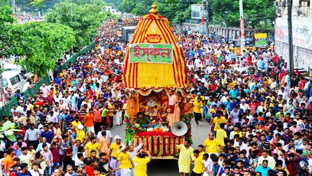 উল্টো রথযাত্রার মধ্য দিয়ে সমাপ্তি ঘটছে শ্রীশ্রী জগন্নাথ দেবের রথ উৎসবের