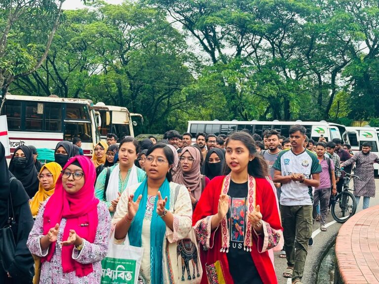 Shahjalal University students protest to demand justice following hostel canteen assault