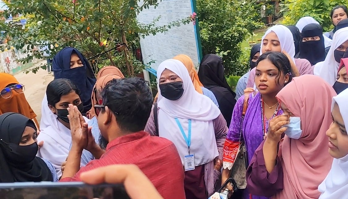 Students protest teacher transfers following flood-marred HSC exams in Comilla