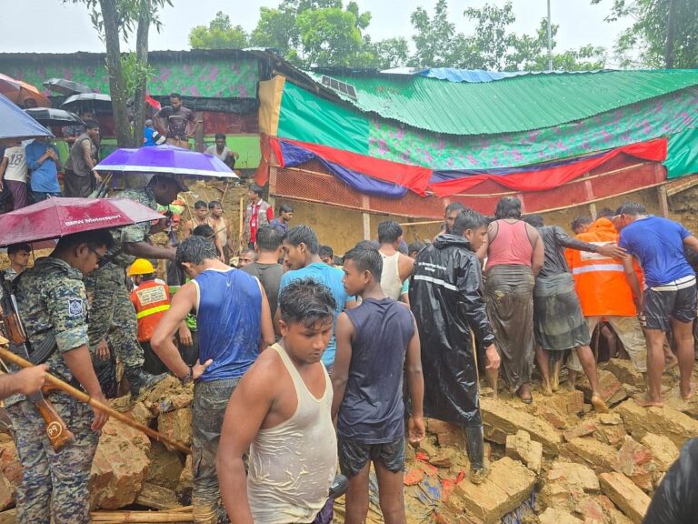 Three children killed in wall collapse at Rohingya refugee camp following heavy rains