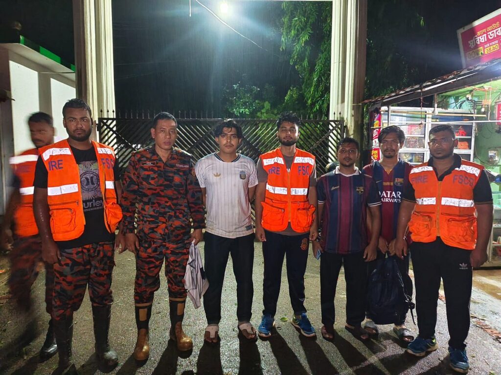 Firefighters Rescue Four Students Stranded by Flash Floods at Sitakunda Waterfall