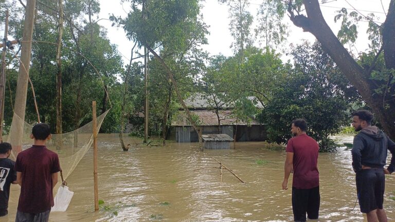 Floodwaters Linger as Thousands Remain Stranded Following Khowai River Embankment Collapse in Habiganj
