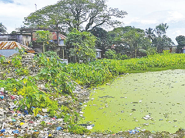 Neglected century-old pond in Sunamganj becomes public health hazard amid illegal encroachment