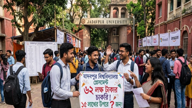 যাদবপুর বিশ্ববিদ্যালয়ের ক্যাম্পাসিংয়ে অভাবনীয় সাফল্য ৯০ শতাংশের বেশি ইঞ্জিনিয়ারিং পড়ুয়ার চাকরি প্রাপ্তি