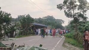 Mentally Ill Man Blocks Mymensingh Highway With Knife and Banana Trees