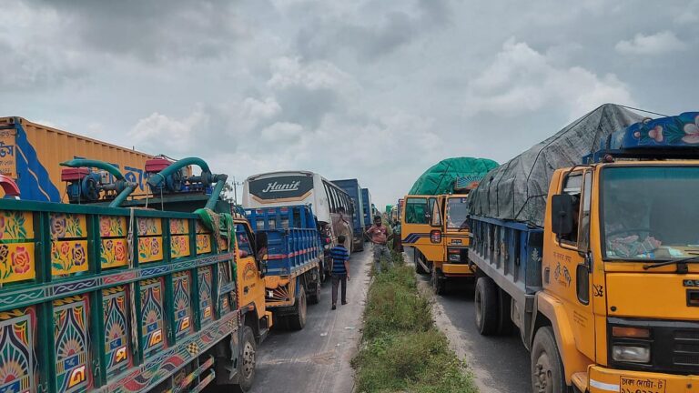 Head-on truck collision triggers massive traffic gridlock on Dhaka-Sylhet highway