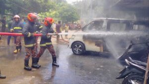 Ambulance explosion at Bagerhat District Hospital leaves driver injured and eight motorcycles destroyed