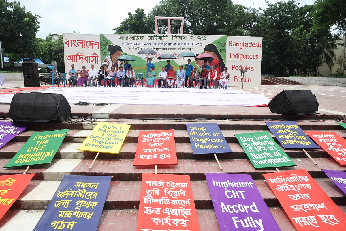 Indigenous leaders demand constitutional recognition and land rights at International Day of the World Indigenous Peoples rally in Dhaka
