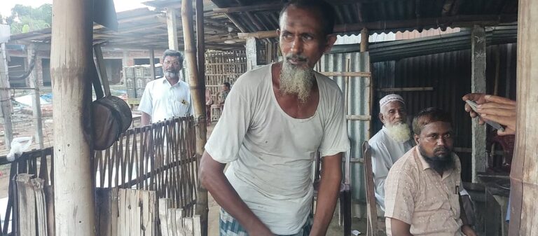 Chalk marks on concrete posts keep tab for tea vendor in Chapainawabganj landmark known as Mannur Mor