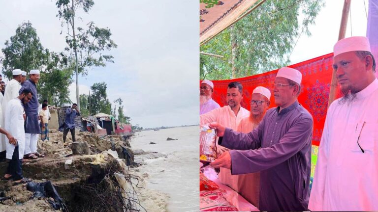 মাতারবাড়ীতে বেড়িবাঁধ ভাঙনের আশঙ্কায় আতঙ্কে উপকূলবাসী টেকসই বাঁধের দাবি