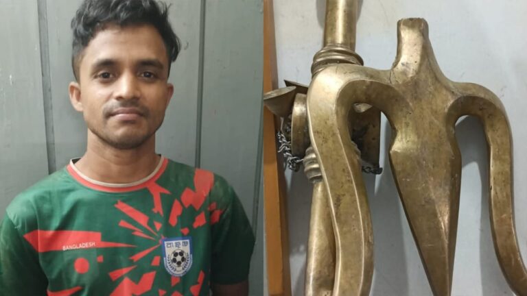 ভূজপুরের মন্দিরে চুরির ঘটনায় যুবক গ্রেপ্তার উদ্ধার পিতলের ত্রিশূল