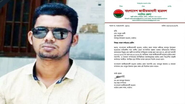 লালপুরে অতিথি হওয়ার দাবিতে মাইকিং করে ফুটবল ফাইনাল পণ্ড, ছাত্রদল নেতার শোকজ