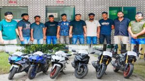 কুমিল্লায় চোরাই মোটরসাইকেলসহ চক্রের ৯ সদস্য গ্রেপ্তার
