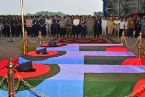 Three Bangladesh Air Force Personnel Killed in Road Accident Honored with Military Funeral in Dhaka